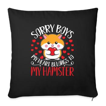 Mon mignon hamster amoureux des animaux de compagnie Hamster Love - Housse de coussin décorative 45 x 45 cm - noir - Devant
