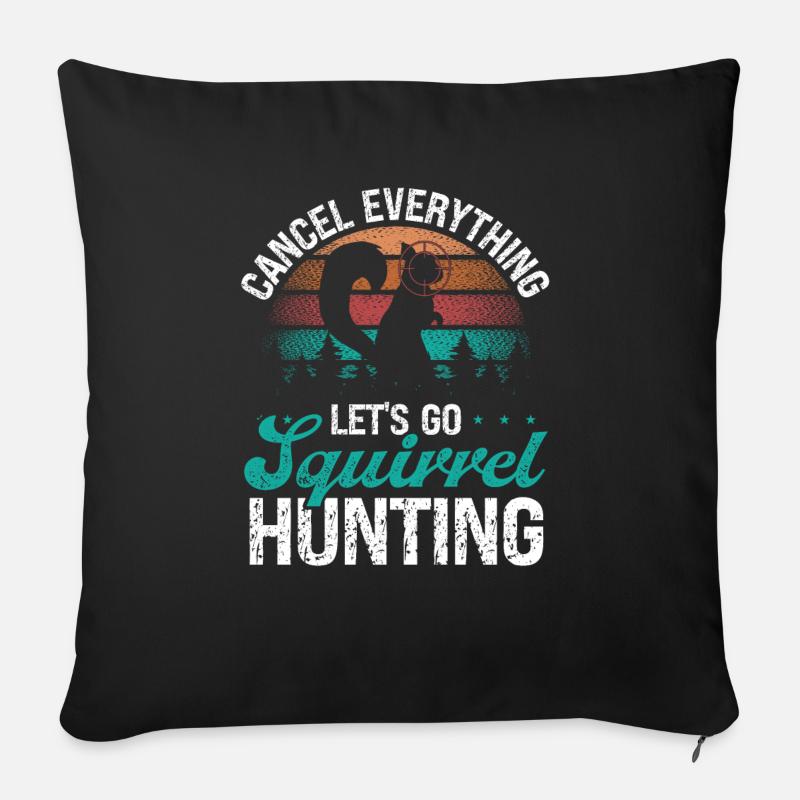 Squirrel Hunter Cancel Vintage Squirrel Hunting - Sofa pillowcase 17,3'' x 17,3'' (45 x 45 cm) - black