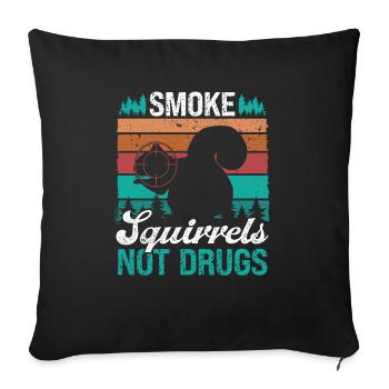 Smoke Squirrel Hunter Drôle Enlèvement d’écureuil - Housse de coussin décorative 45 x 45 cm - noir - Devant