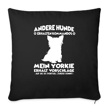 Lustig Obedience Yorkshire Terrier Hundetraining - Sofakissenbezug 45 x 45 cm - Schwarz - Vorne