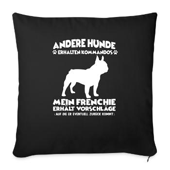 Drôle de motif de dressage de chien Français Bulldog - Housse de coussin décorative 45 x 45 cm - noir - Devant