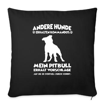Drôle pitbull Chien Dressage Propriétaire de chien - Housse de coussin décorative 45 x 45 cm - noir - Devant