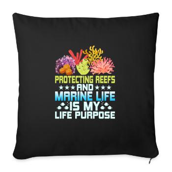 Protéger les récifs et la vie marine est mon objectif de vie - Housse de coussin décorative 45 x 45 cm - noir - Devant