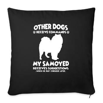 Drôle d’obéissance Samoyed Chien Dressage Hun - Housse de coussin décorative 45 x 45 cm - noir - Devant