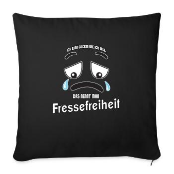 Ich kann gucken wie ich will - Fressefreiheit! - Sofakissenbezug 45 x 45 cm - Schwarz - Vorne