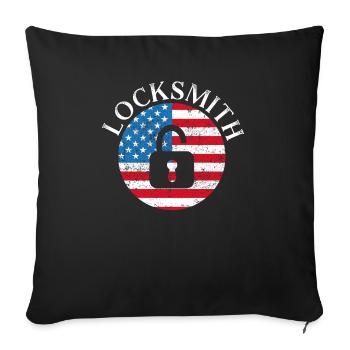 USA Flagge Schlosserei Schlossauswahl Schließerei - Sofakissenbezug 45 x 45 cm - Schwarz - Vorne