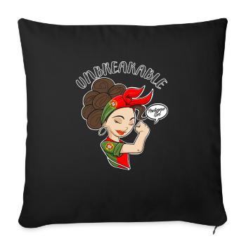 Fille portugaise Unbreakable Héritage portugais - Housse de coussin décorative 45 x 45 cm - noir - Devant