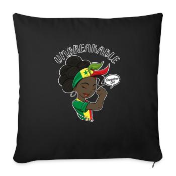 Senegalese Girl Unbreakable Senegalese Heritage - Sofa pillowcase 17,3'' x 17,3'' (45 x 45 cm) - black - Front