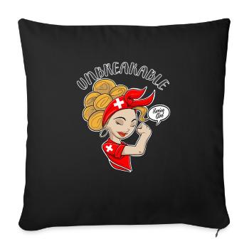 Fille suisse incassable I Héritage suisse I - Housse de coussin décorative 45 x 45 cm - noir - Devant