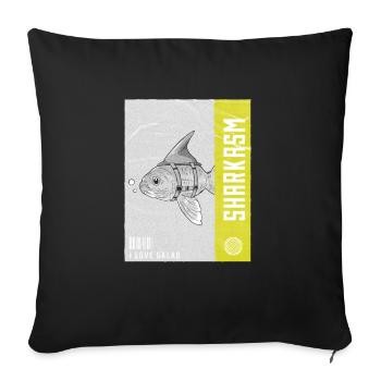 Sharkasm Citation Drôle Animal Shark Pun - Housse de coussin décorative 45 x 45 cm - noir - Devant