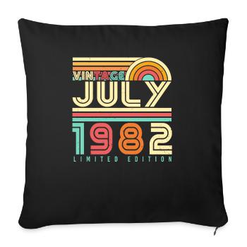 July 1982 40th birthday - Sofa pillowcase 17,3'' x 17,3'' (45 x 45 cm) - black - Front