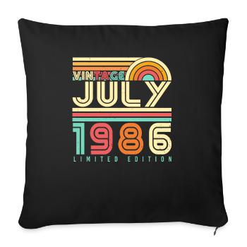 Année de construction 1986 en juillet - Housse de coussin décorative 45 x 45 cm - noir - Devant