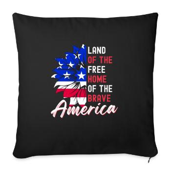 America land of the free and the brave - Sofa pillowcase 17,3'' x 17,3'' (45 x 45 cm) - black - Front