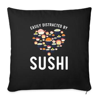 Facilement distrait par sushi food lover food - Housse de coussin décorative 45 x 45 cm - noir - Devant