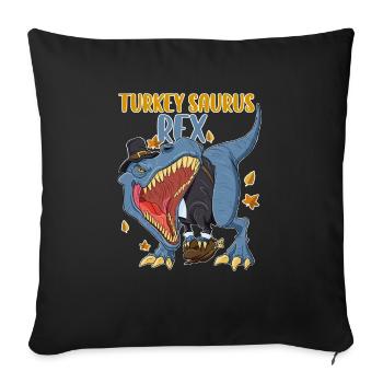 Turkey Saurus Rex I TRex Pilgrim Hat I Dinosaur - Sofa pillowcase 17,3'' x 17,3'' (45 x 45 cm) - black - Front