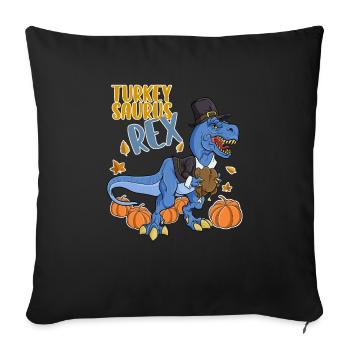 Turkey Saurus Rex I TRex Pilgrim Hat I Dinosaur - Sofa pillowcase 17,3'' x 17,3'' (45 x 45 cm) - black - Front