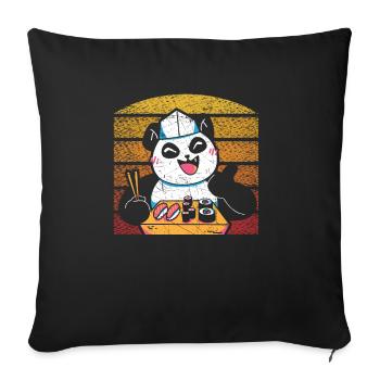 Sushi Rolls Japanese Sushi Foodie Panda Bear - Sofa pillowcase 17,3'' x 17,3'' (45 x 45 cm) - black - Front