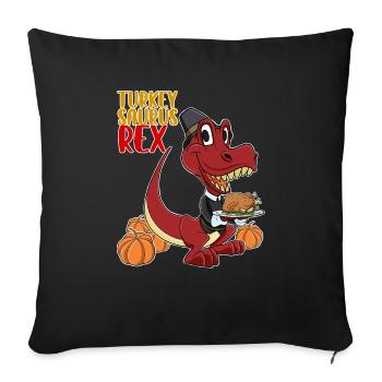 Turkey Saurus Rex I TRex Pilgrim Hat I Dinosaur - Sofa pillowcase 17,3'' x 17,3'' (45 x 45 cm) - black - Front