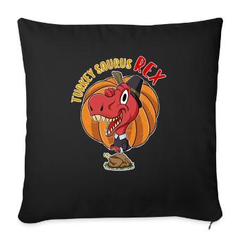 Turkey Saurus Rex I TRex Pilgrim Hat I Dinosaur - Sofa pillowcase 17,3'' x 17,3'' (45 x 45 cm) - black - Front