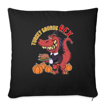 Turkey Saurus Rex I TRex Pilgrim Hat I Dinosaur - Sofa pillowcase 17,3'' x 17,3'' (45 x 45 cm) - black - Front