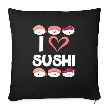 J’adore Sushi Food Lover Foodie Sushi japonais - Housse de coussin décorative 45 x 45 cm - noir - Devant