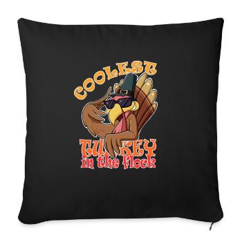La dinde la plus cool du troupeau Je joyeux Thanksgiving - Housse de coussin décorative 45 x 45 cm - noir - Devant