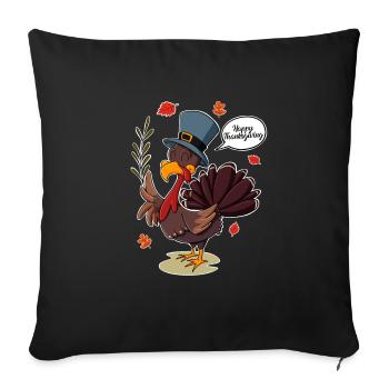 Turkey Day I Happy Thanksgiving Turkey - Sofa pillowcase 17,3'' x 17,3'' (45 x 45 cm) - black - Front