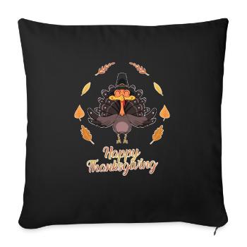 Turkey Day I Happy Thanksgiving Turkey - Sofa pillowcase 17,3'' x 17,3'' (45 x 45 cm) - black - Front