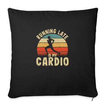 Fun Fitness Workout Jogging Running late is - Sofa pillowcase 17,3'' x 17,3'' (45 x 45 cm) - black - Front