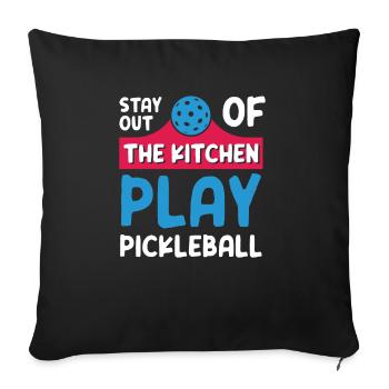 Restez en dehors de la cuisine Jouer au pickleball - Housse de coussin décorative 45 x 45 cm - noir - Devant