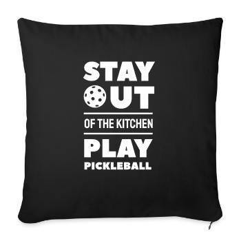 Restez en dehors de la cuisine Jouer au pickleball - Housse de coussin décorative 45 x 45 cm - noir - Devant