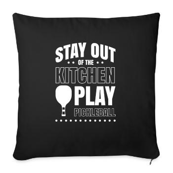Restez en dehors de la cuisine Jouer au pickleball - Housse de coussin décorative 45 x 45 cm - noir - Devant