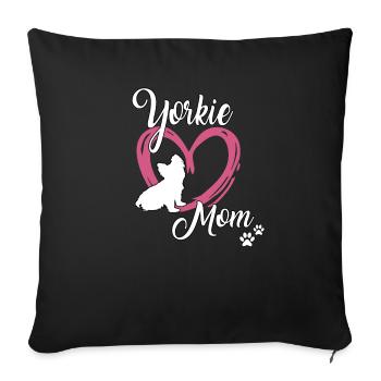 Yorkie Maman Maîtresse Chien École Yorkshire Terrier - Housse de coussin décorative 45 x 45 cm - noir - Devant