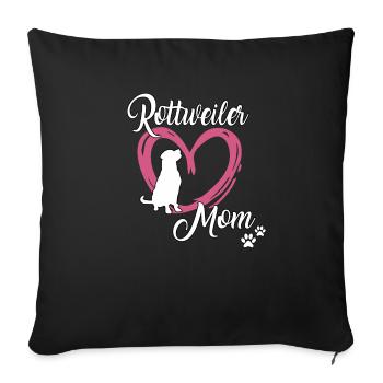 Rottweiler Maman douce Rottweiler maîtresse Gassi - Housse de coussin décorative 45 x 45 cm - noir - Devant