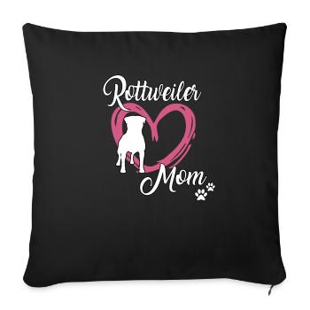 Rottweiler Maman Maîtresse École de chiens Rottweiler - Housse de coussin décorative 45 x 45 cm - noir - Devant