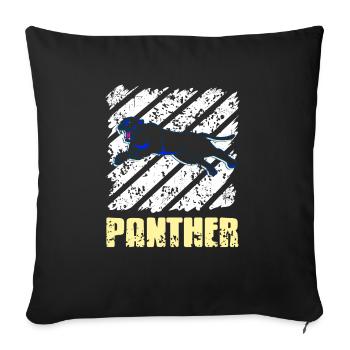 Vintage Panther Cat Lover T-Shirt Present Gift - Sofa pillowcase 17,3'' x 17,3'' (45 x 45 cm) - black - Front