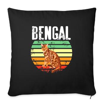 Retro Vintage Bengal T-Shirt Cat Lover Designs - Sofa pillowcase 17,3'' x 17,3'' (45 x 45 cm) - black - Front