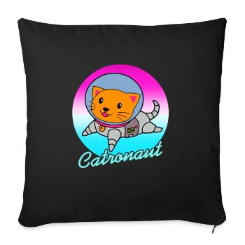 Catronaut Cute Cat Lover T-Shirt Present Gift - Sofakissenbezug 45 x 45 cm - Schwarz - Vorne