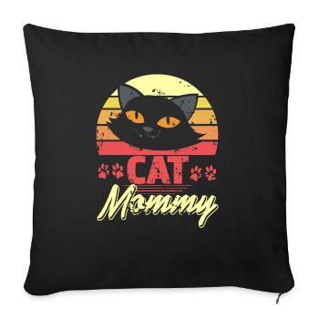 Cat Mommy Cute Cat Lover T-Shirt Present Gift - Sofa pillowcase 17,3'' x 17,3'' (45 x 45 cm) - black - Front