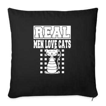 Real Men Love Cats Funny Cat Lover T-Shirt - Sofa pillowcase 17,3'' x 17,3'' (45 x 45 cm) - black - Front