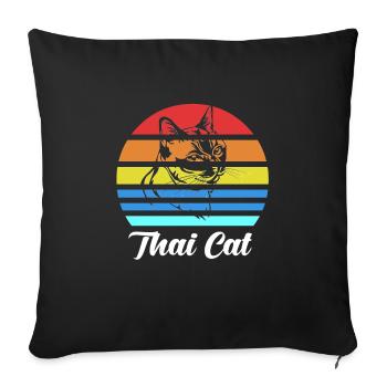 Retro Vintage Thai Cat T-Shirt Present Gift - Sofa pillowcase 17,3'' x 17,3'' (45 x 45 cm) - black - Front