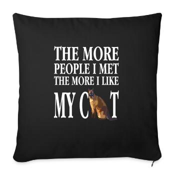 The More People I Met The More I Like My Cat - Sofa pillowcase 17,3'' x 17,3'' (45 x 45 cm) - black - Front
