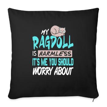 My Ragdoll Is Harmless It's Me You Should Worry - Sofa pillowcase 17,3'' x 17,3'' (45 x 45 cm) - black - Front