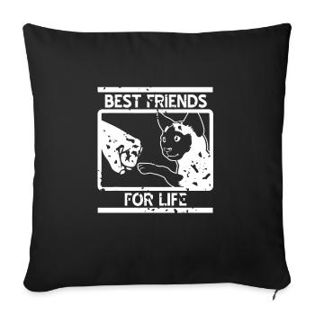 Best Friends For Life Cute Cat Lover T-Shirt - Sofa pillowcase 17,3'' x 17,3'' (45 x 45 cm) - black - Front