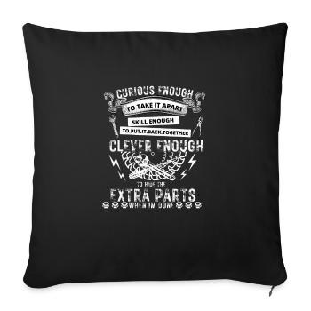 Curious, Skilled And Clever - Funny Car Auto Truck - Sofa pillowcase 17,3'' x 17,3'' (45 x 45 cm) - black - Front