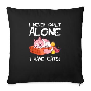 Je ne couds jamais seul j’ai des chats - Chaton Chat - Housse de coussin décorative 45 x 45 cm - noir - Devant