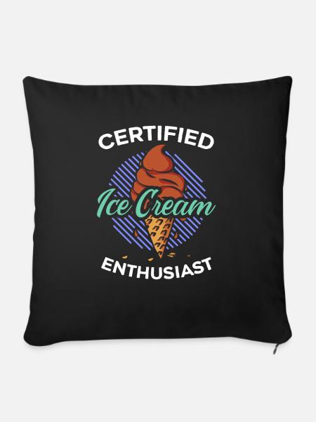 Zertifizierter Eiscreme-Enthusiast Eisbecher-Eis - Sofakissenbezug 45 x 45 cm - Schwarz
