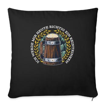 Boire de la bière JGA - Housse de coussin décorative 45 x 45 cm - noir - Devant
