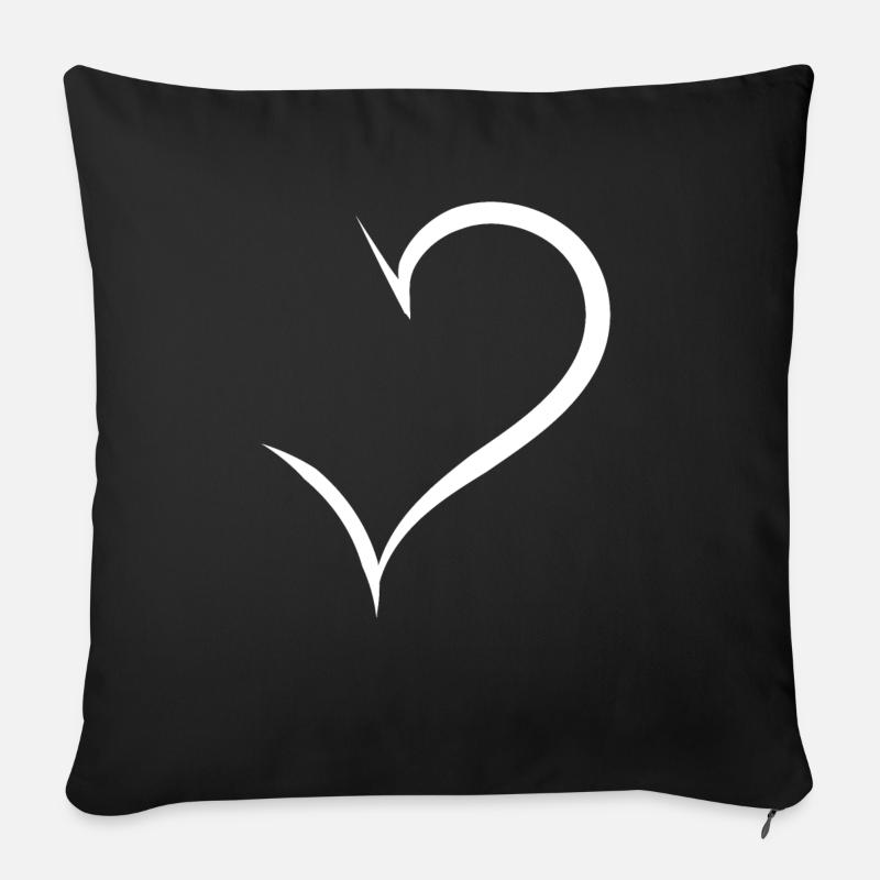 Halbes Weisses Herz - Sofakissenbezug 45 x 45 cm - Schwarz