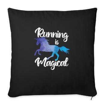 La course à pied est magique Licorne Drôle de cheval de jogging - Housse de coussin décorative 45 x 45 cm - noir - Devant